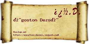 Ágoston Dezső névjegykártya